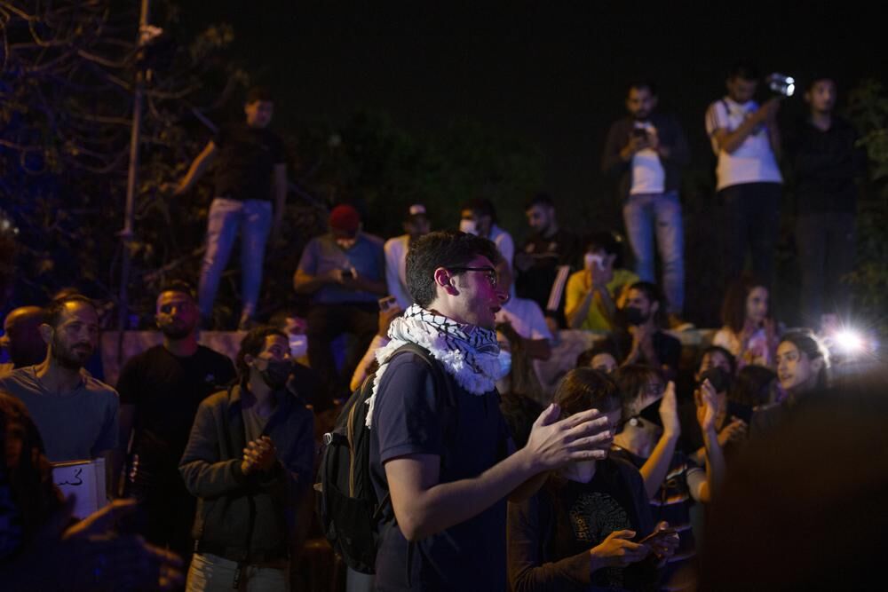 Palestinians chant slogans at protest in Jerusalem